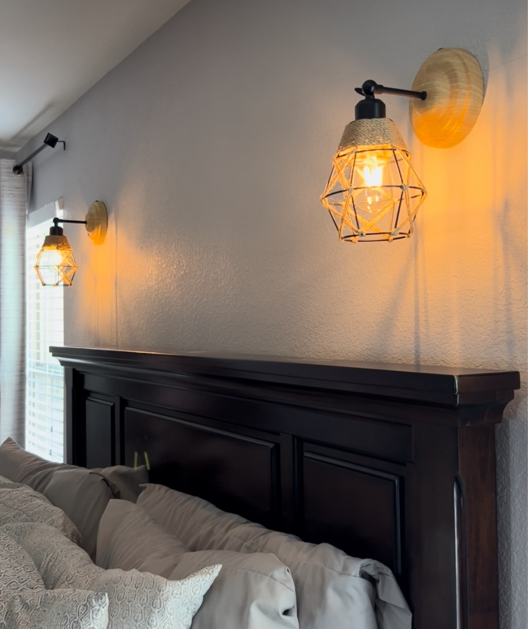 Warm vibe in my bedroom with these rattan wireless, rechargeable wall scones. Beautiful in a hallway too!

#LTKhome