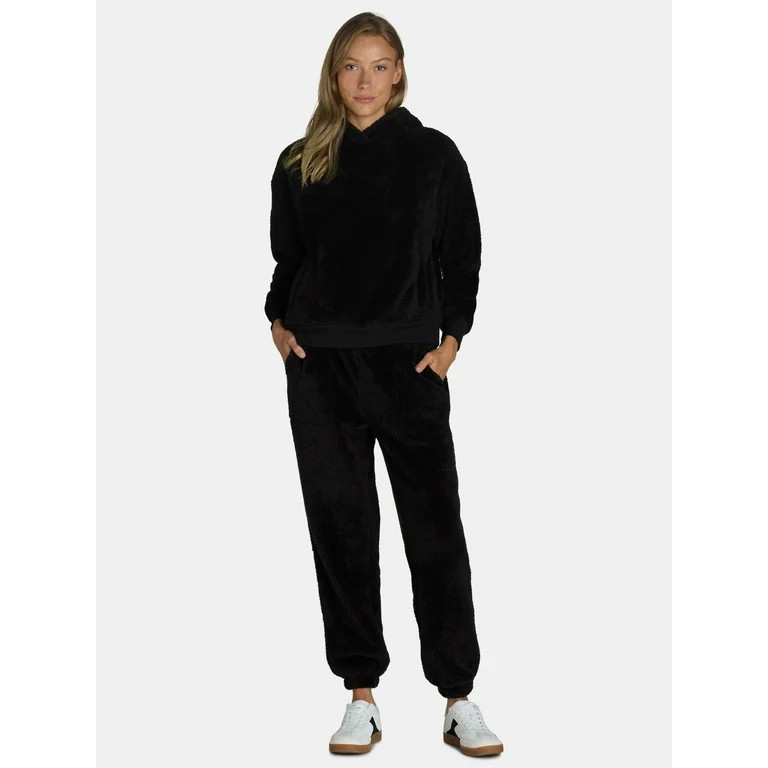 Time and Tru Women's Teddy Fleece Hoodie and Joggers Set, 2-Piece, Sizes XS- XXXL | Walmart (US)