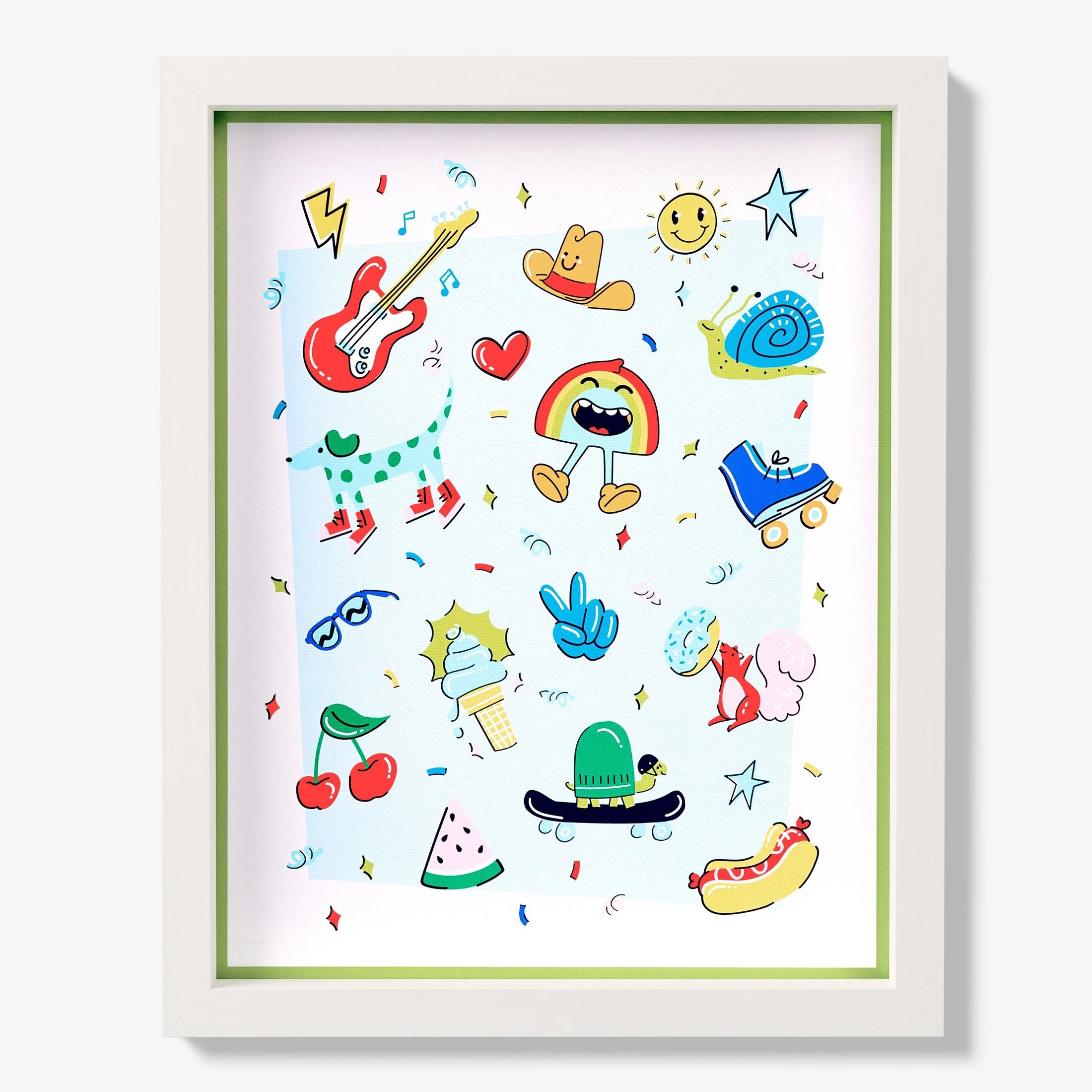 Mainstays Kids 16" x 20" Happy Icons Framed Wall Art - Walmart.com | Walmart (US)