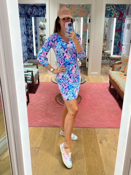 UPF 50+ built into this dress? Yes, please! Love this vibrant blue and pink print. Runs TTS (but short). Wearing a size small.

#LTKSeasonal