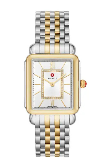 MicheleWomen's Deco II Diamond Two-Tone Bracelet Watch, 20mm x 43mm - 0.11 ctw | Nordstrom Rack