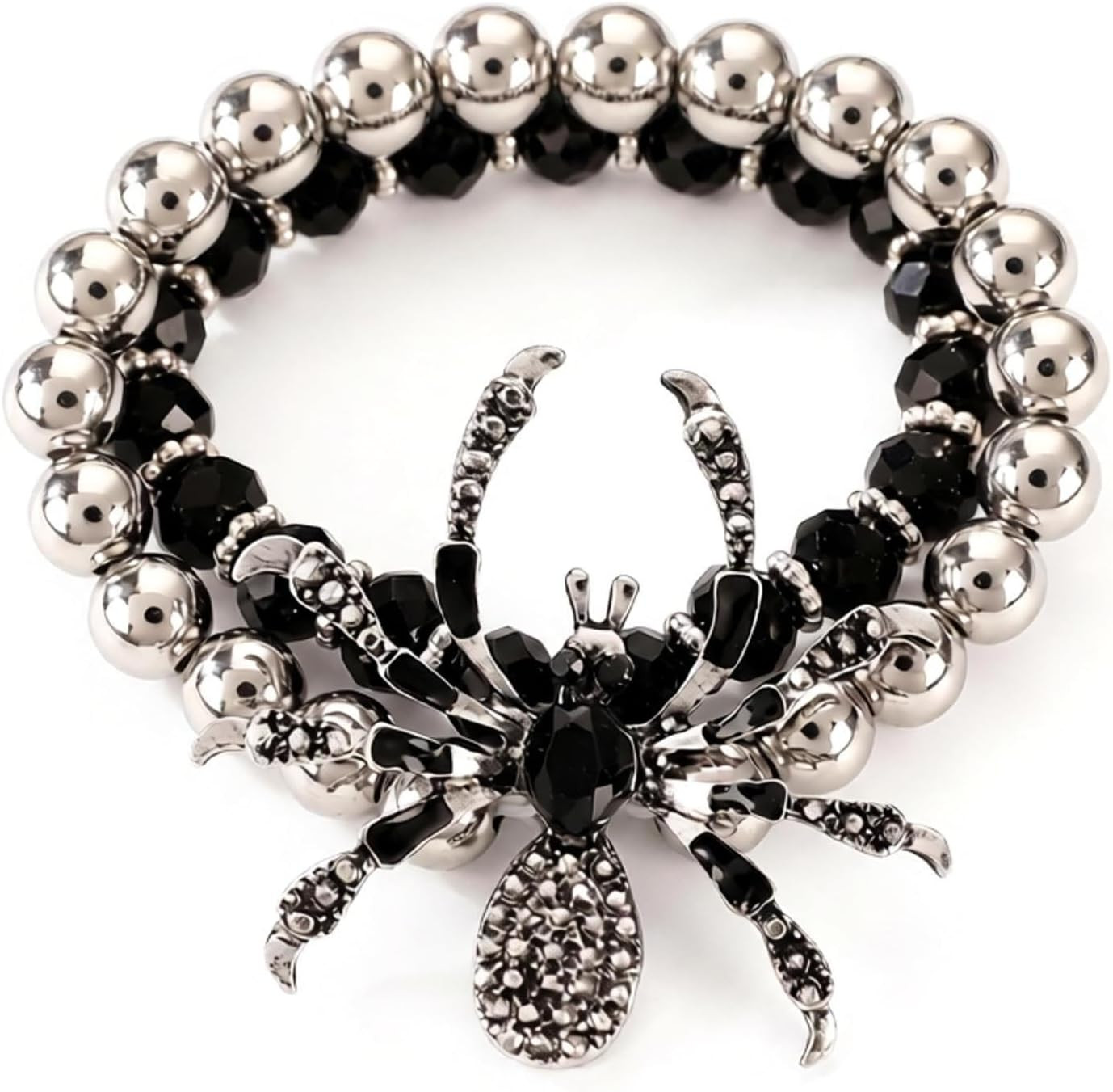 Halloween Spider Beaded Stretch Bracelet Black Gothic Statement Jewelry | Amazon (US)