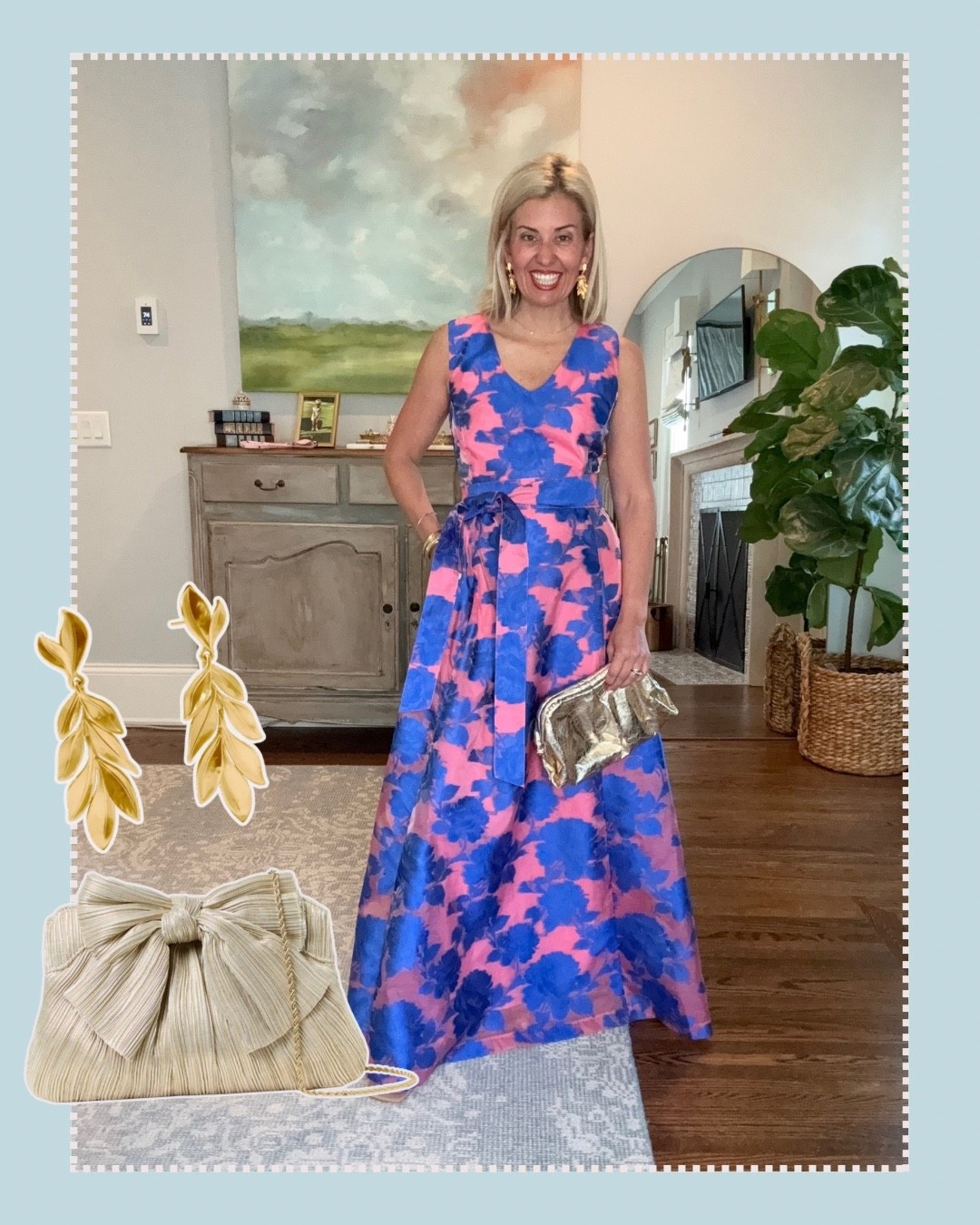 Y’all know I love pink and blue together! Is this not the most gorgeous dress you’ve ever seen? 
I’m wearing xs and 8 heel. ￼

*Use code Catherine20 at A+B

#LTKOver40 #LTKSeasonal #LTKdayinmylife