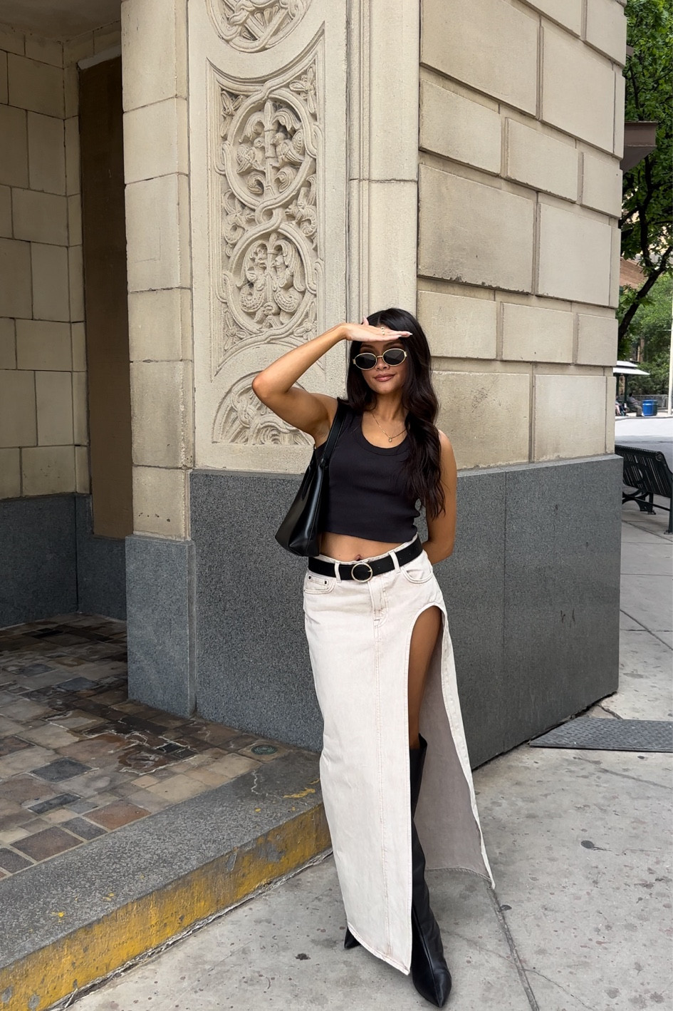 Summer maxi skirt outfit! Wearing a Size 26 in skirt, should've gotten a 25 or 24. Top is Brandy Melville & boots are Zara Instagram @kendalltaylorv

#LTKstyletip #LTKbeauty #LTKSeasonal