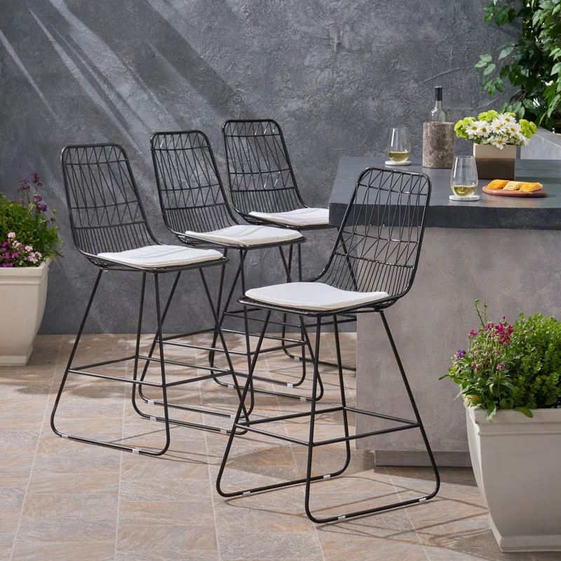 Anneke Modern Geometric 26.25" Patio Bar Stool | Wayfair North America