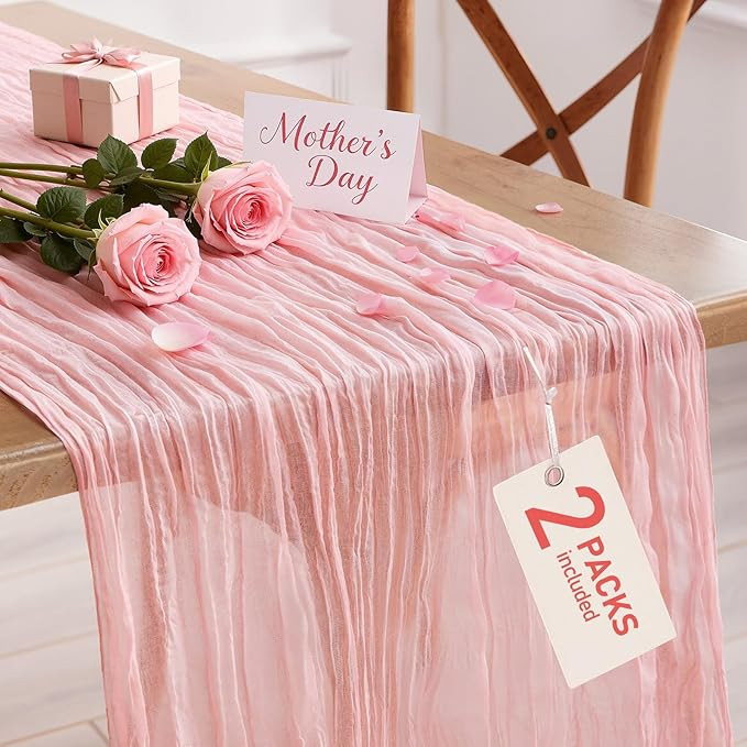 2-Pack Cheesecloth Table Runner, 120'' Easter Spring Boho Gauze Table Cloth Decorations for Party... | Amazon (US)