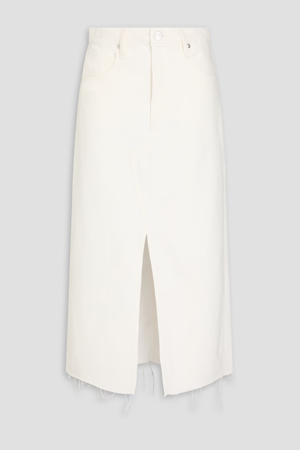 The Midaxi frayed denim midi skirt | The Outnet (US and CA)