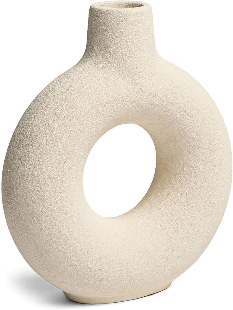 Villa Moda Oona Decorative Modern Ring Vase, Medium, White | Amazon (US)