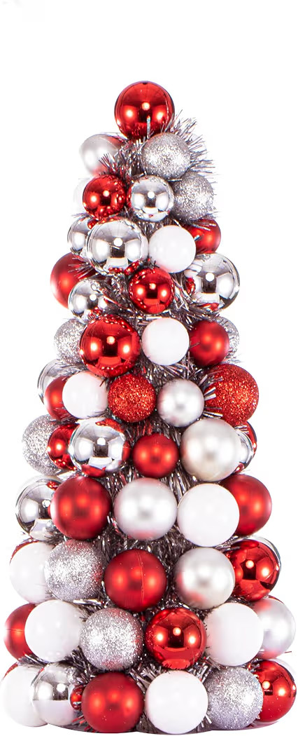 16 Inch Christmas Ball Tree Fireplace Decoration Mini Tabletop Christmas Tree Home Party Centerpi... | Amazon (US)