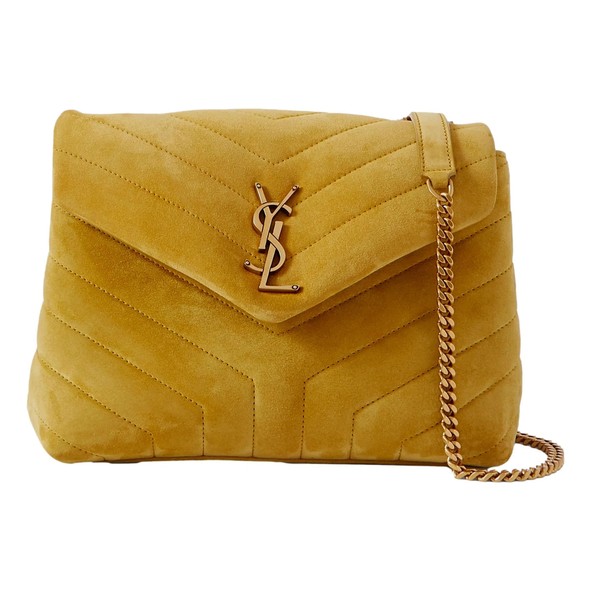 Saint Laurent Loulou Monogram Chartreuse Suede Medium Shoulder Bag | Walmart (US)