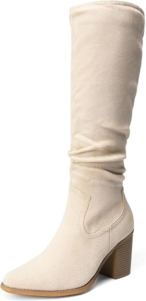 DREAM PAIRS Women's Slouchy Knee-High Chunky Heel Boots | Amazon (US)