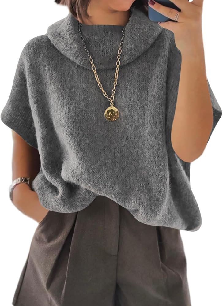 Cicy Bell Womens Oversized Turtleneck Knit Sweaters Short Batwing Sleeve Casual Slouchy Loose Fit... | Amazon (US)