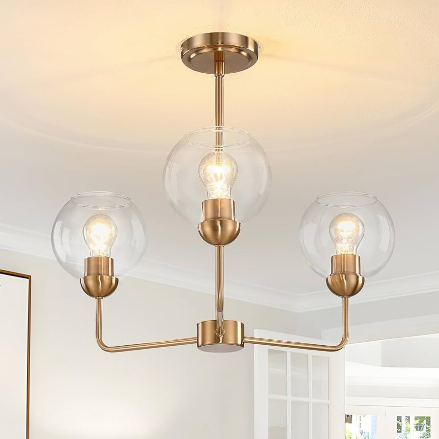 Gold Pendant Light 23 Inch Large, Adjustable Globe Pendant Lights Kitchen Island with Clear Glass... | Amazon (US)