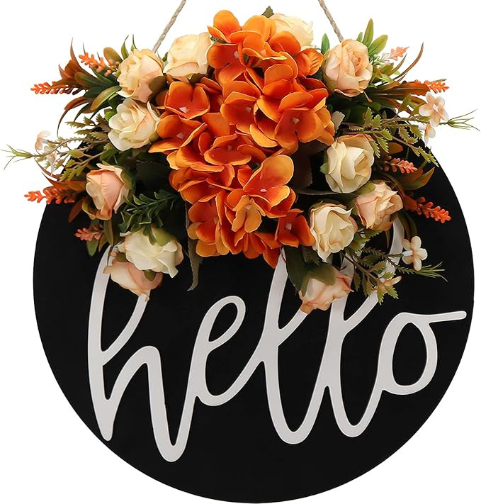 Fall Wreaths for Front Door Decor Hello Welcome Sign for Front Door Spring Summer Fall Wreath Far... | Amazon (US)