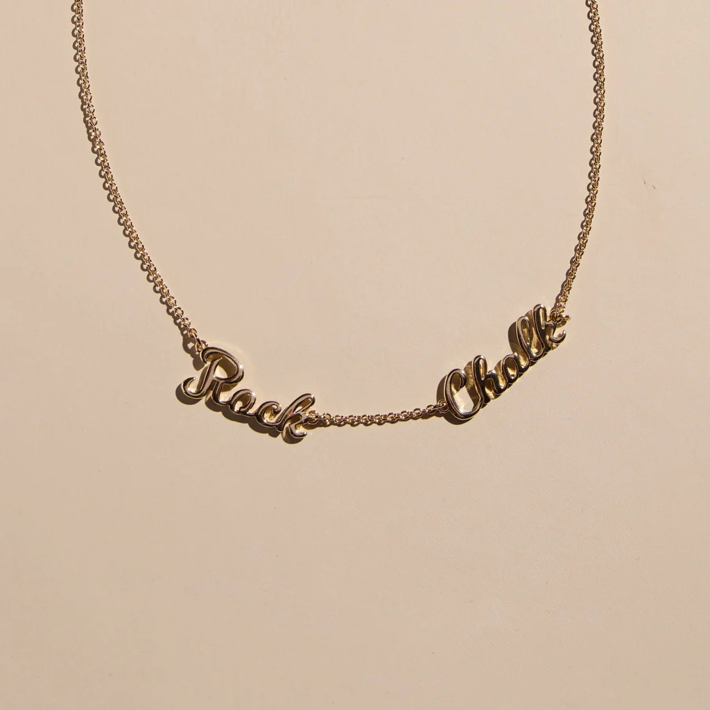 University of Kansas "Rock Chalk" Necklace | Nickel and Suede