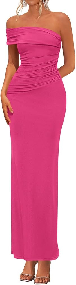 PRETTYGARDEN Women's 2026 Wedding Guest Cocktail Dresses One Off the Shoulder Ruched Bodycon Form... | Amazon (US)