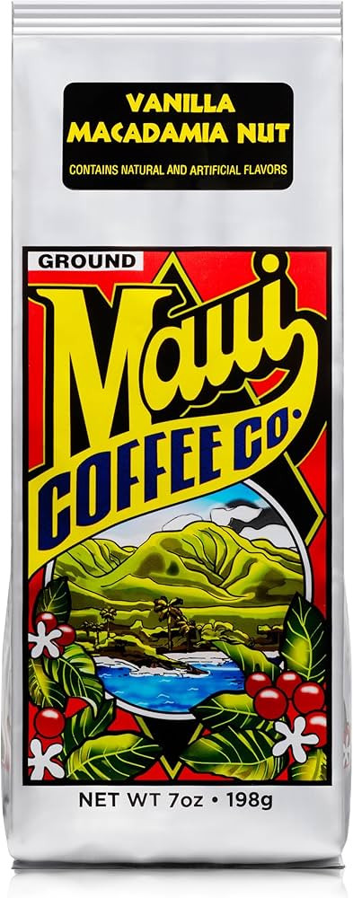 Maui Coffee Company, Vanilla Macadamia Nut coffee, 7 oz. - Ground | Amazon (US)