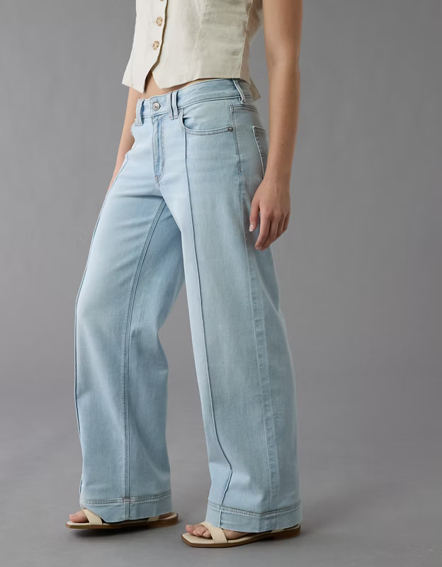 AE Dreamy Drape Stretch Low-Rise Baggy Wide-Leg Jean | American Eagle Outfitters (US & CA)