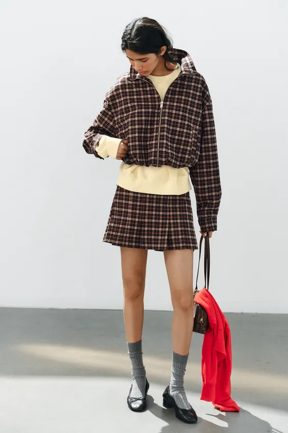 PLAID ZIP-UP JACKET | Zara US