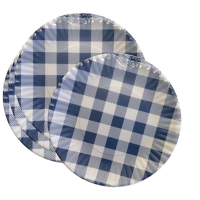 What Is It?" Reusable Blue & White Gingham Checkered Picnic/Dinner Plate, 7.5 Inch Melamine, Set ... | Amazon (US)