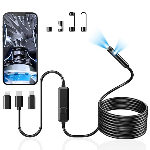 Endoscope Camera with Light, Dual-Lens 1920P HD Borescope with 8 Adjustable LED Lights, IP67 Wate... | Amazon (US)