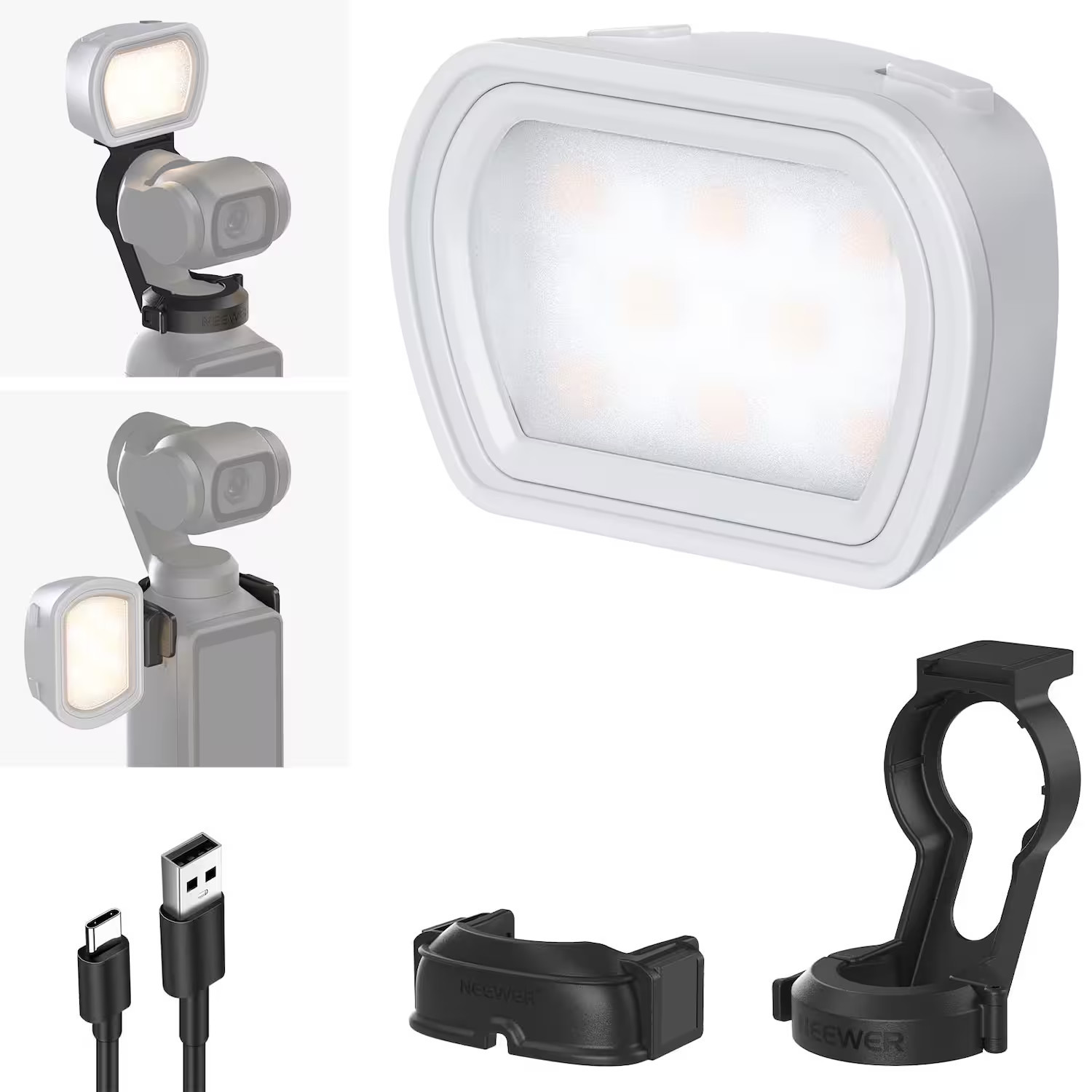 Neewer - Basics Magnetic Fill Light for DJI OSMO Pocket 3, 1.3W Mini LED Attachment for Selfie Vlog Video - White | Best Buy U.S.