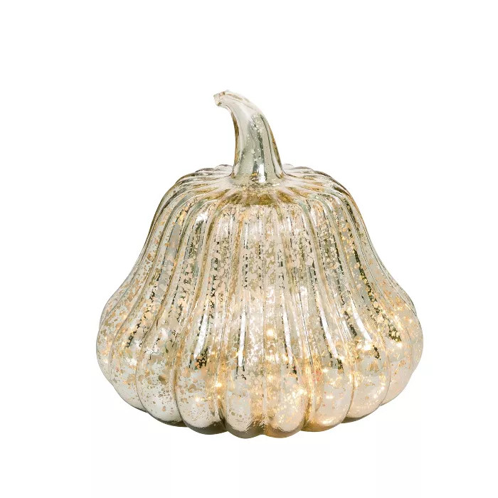 Transpac Glass 10 in. Gold Fall/Harvest Light Up Mercury Squash | Target