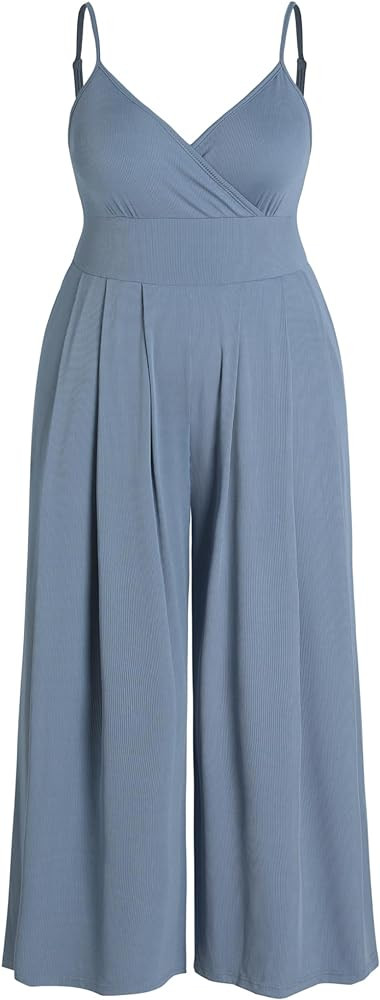 CIDER Women's V-neck Cami Wide Leg Jumpsuit Plus Size | Amazon (US)
