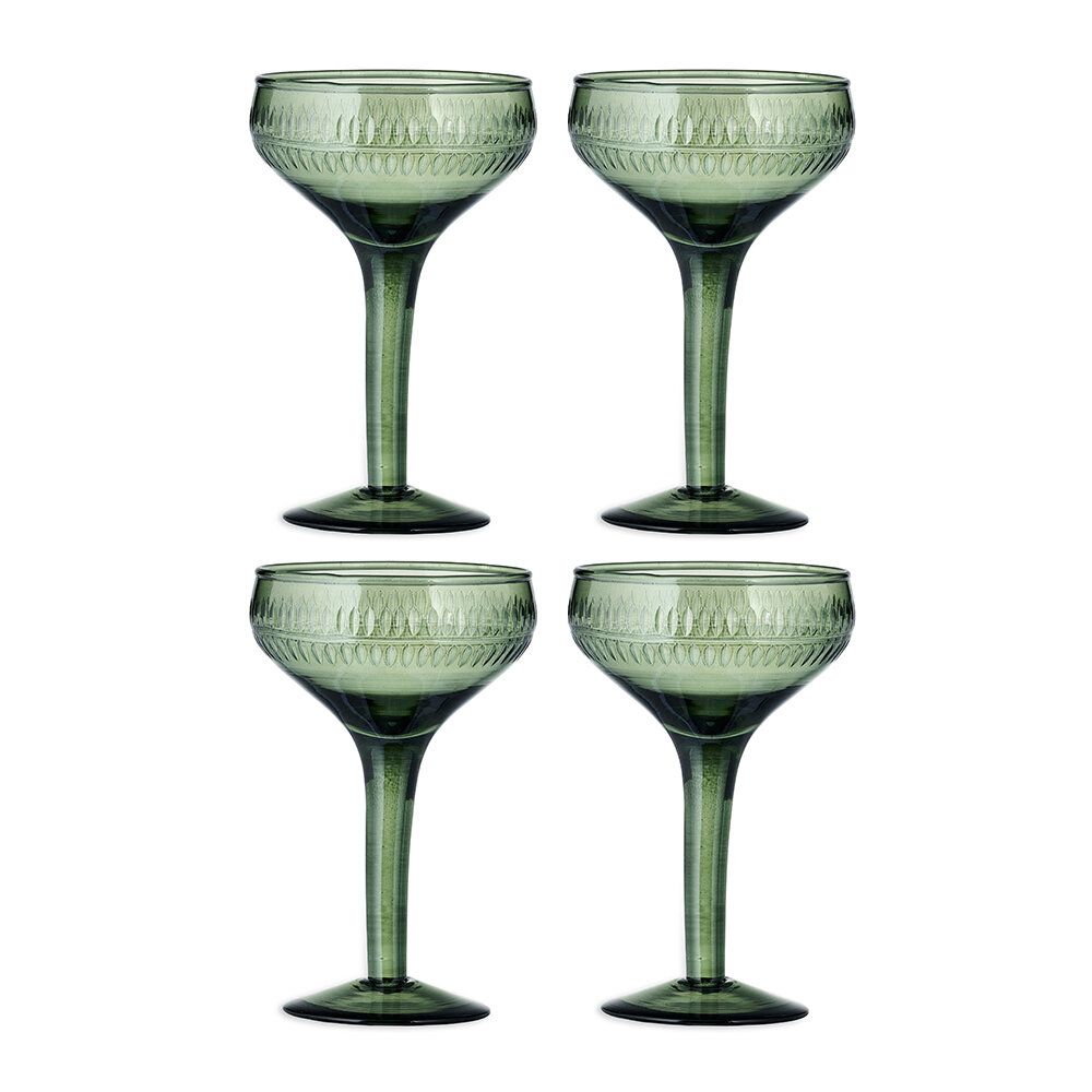 Mila Champagne Glass - Set of 4 - Dark Emerald | Amara (UK)