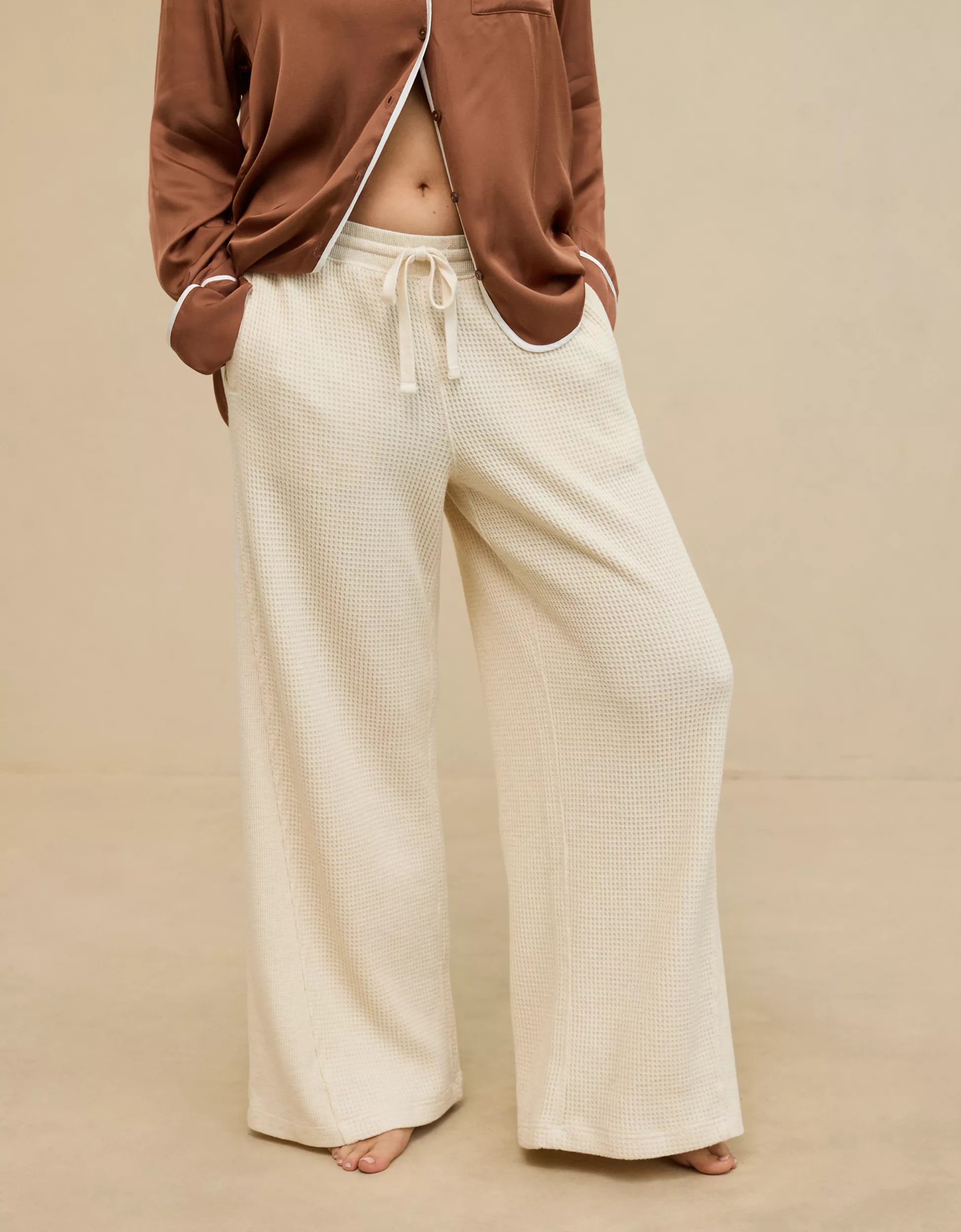 Aerie Waffle Wide Leg Skater Pant | Aerie