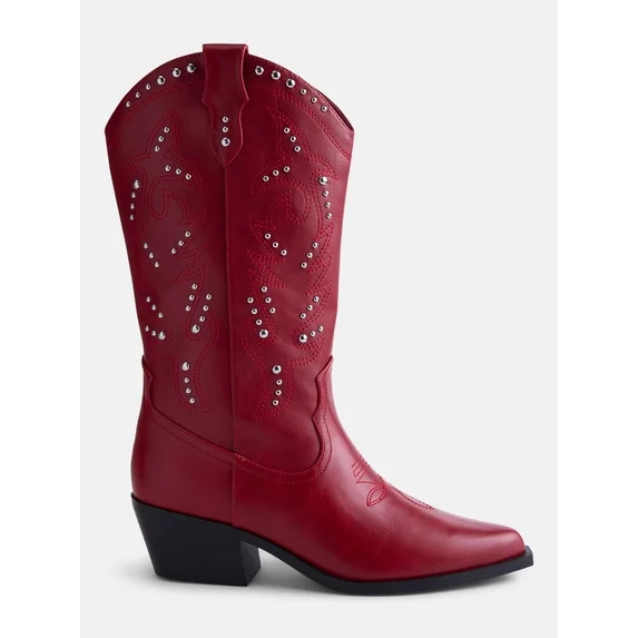 No Boundaries Women's Studded Cowboy Boots | Walmart (US)