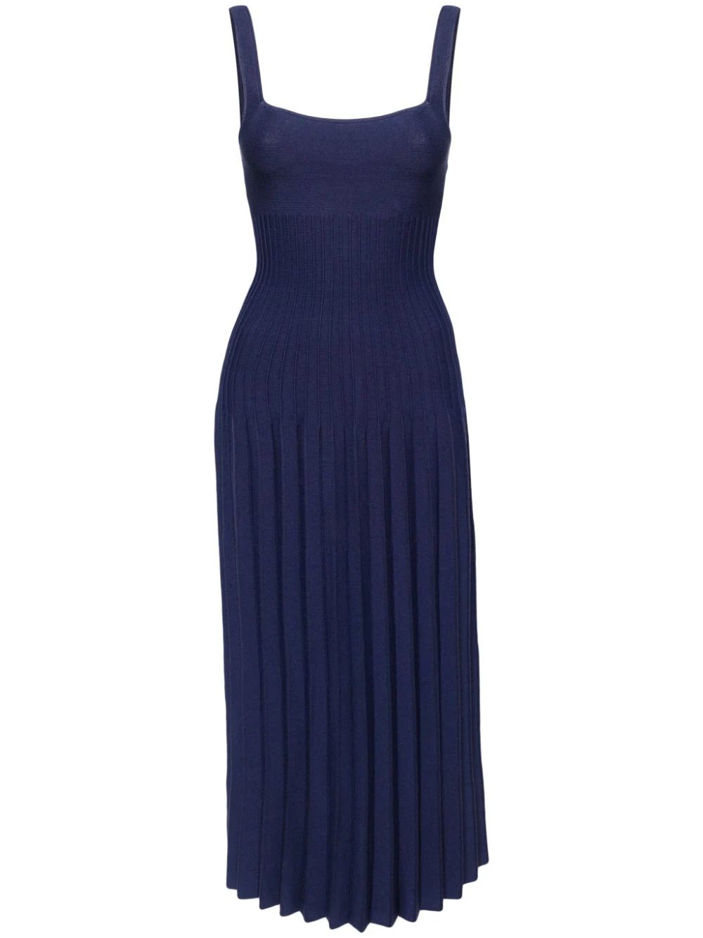 STAUD Ellison Pleated Midi Dress - Farfetch | Farfetch Global