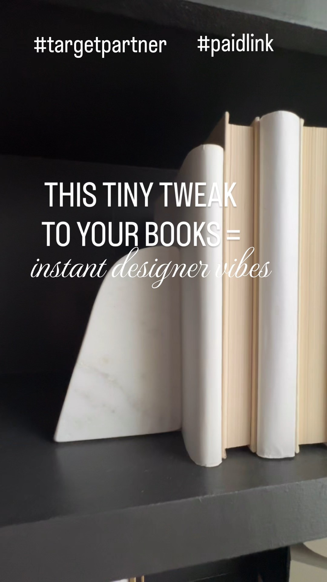 This tiny tweak to your books = instant designer vibes ✨

All it took was some hardcover books I already had and a pair of marble bookends ($25!) to create this elevated look on my bookshelf. You can do this on any console, shelf, or dresser—tiny tweaks, big impact!

#NeutralHome #ShelfStyling #BookDecor #LuxeVibes #HomeGlowUp #CozyMinimal #DecorHacks #InteriorInspo #BudgetDecor #DesignerLook #paidlink #targetpartner 

#LTKHome