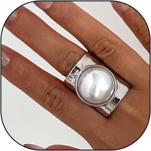 Rrdaily Chunky Gold White Pearl Statement Knuckle Ring for Women | Amazon (US)