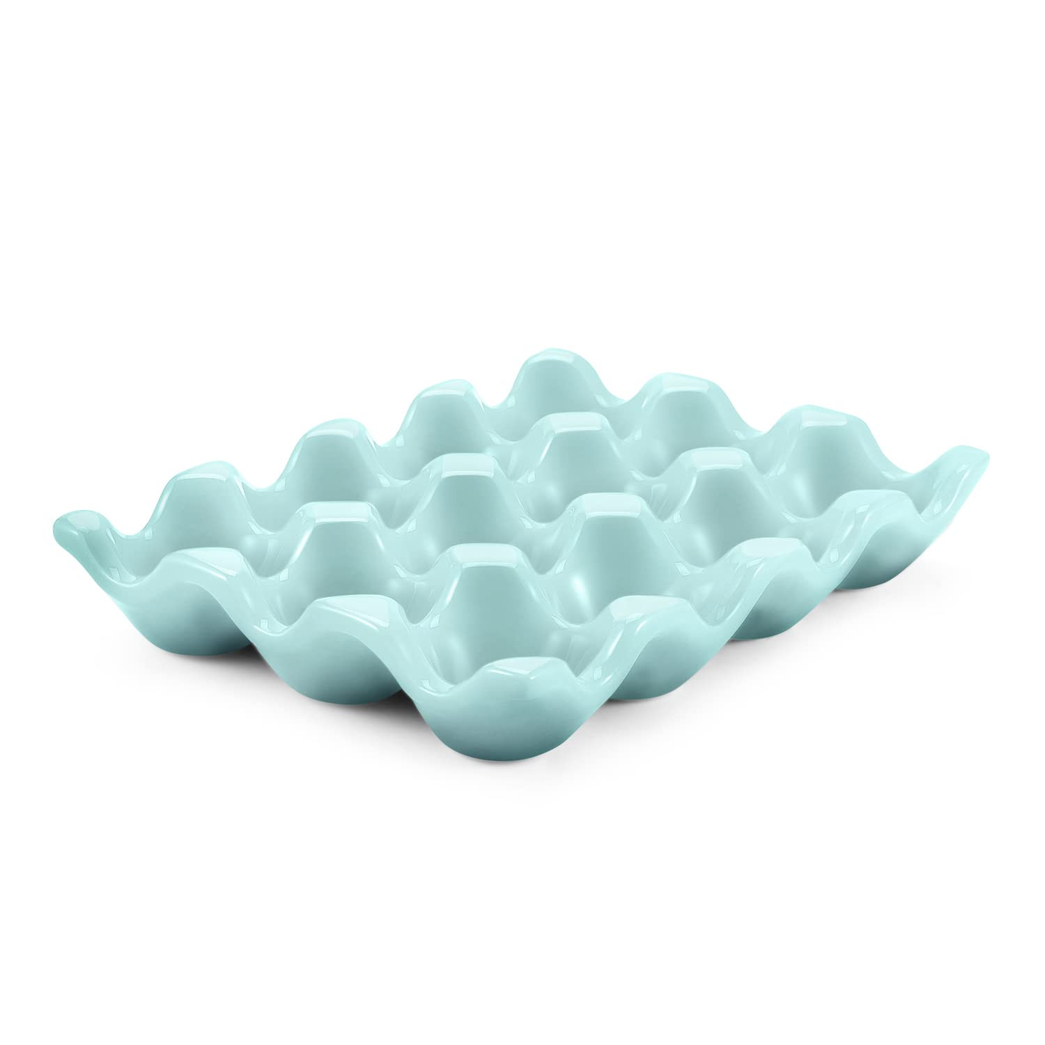 Flexzion Ceramic 12 Cups Egg Tray - Whole Dozen Porcelain Egg Holder Container Keeper Storage Org... | Amazon (US)