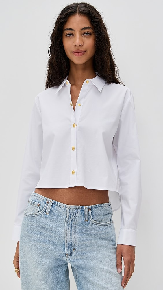 L'AGENCE Cosette Crop High Low Shirt | Shopbop | Shopbop