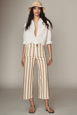 The Colette Cropped Wide-Leg Trousers by Maeve: Striped Edition | Anthropologie (UK)