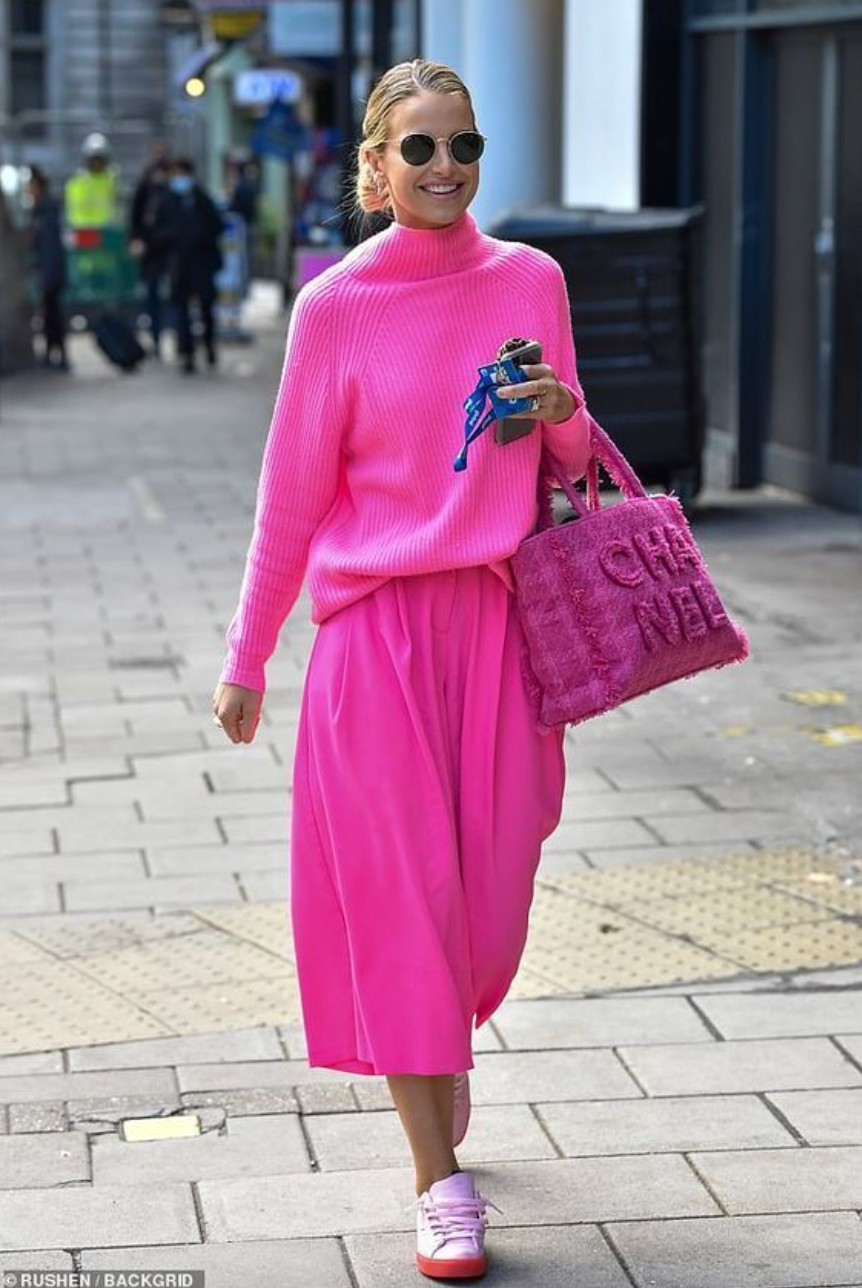 Pink monochrome outfit inspiration 💕 A bright pink knit sweater paired with a flowy midi skirt makes such a chic statement while still feeling wearable and feminine. I love how the matching tones, sporty sneakers, and oversized tote make this look feel both polished and effortless ✨ #pinkoutfit #monochromestyle #dopaminedressing #femininstyle #elevatedcasual #streetstyle #springfashion #colorfulstyle #ltkfashion

#LTKootd
