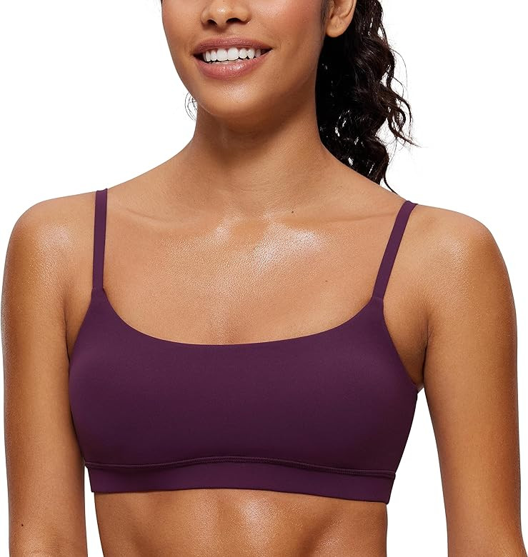 CRZ YOGA Womens Butterluxe Adjustable Spaghetti Strap Sports Bra - Scoop Neck Wireless Padded Bra... | Amazon (US)