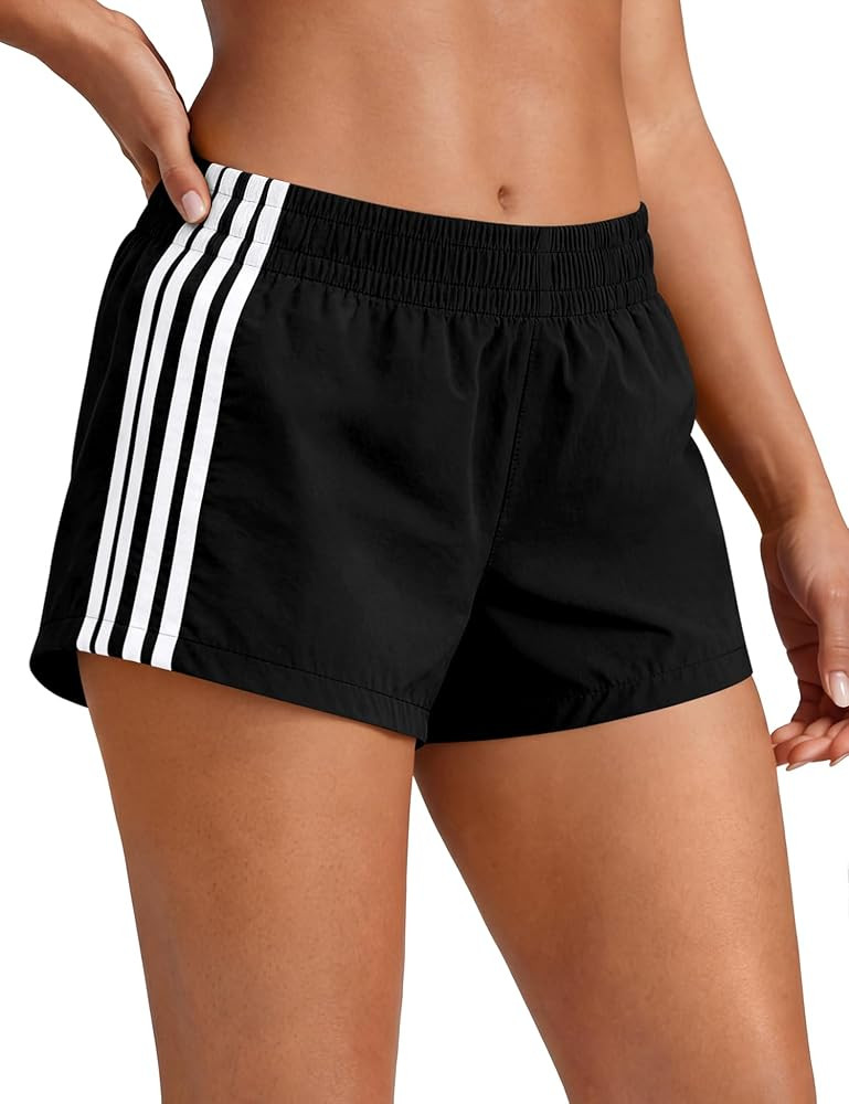 Shorts for Women Sweat Track Athletic Shorts Summer Low Rise Mini Side Stripes Gym Y2k Cute Girls... | Amazon (US)