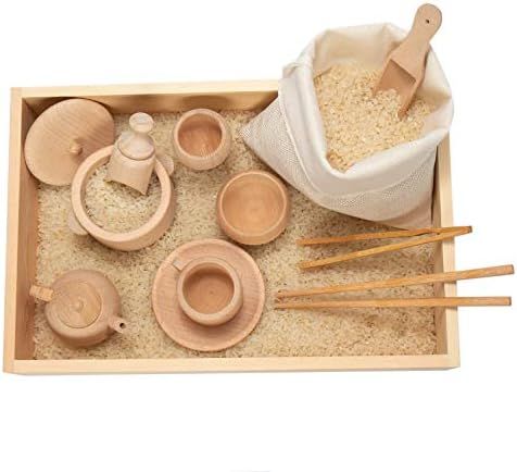 Set of 12 Toddlers Montessori Sensory Bin Tools- Wooden Waldorf Toys Dish Scoops and Tongs Set Ed... | Amazon (US)