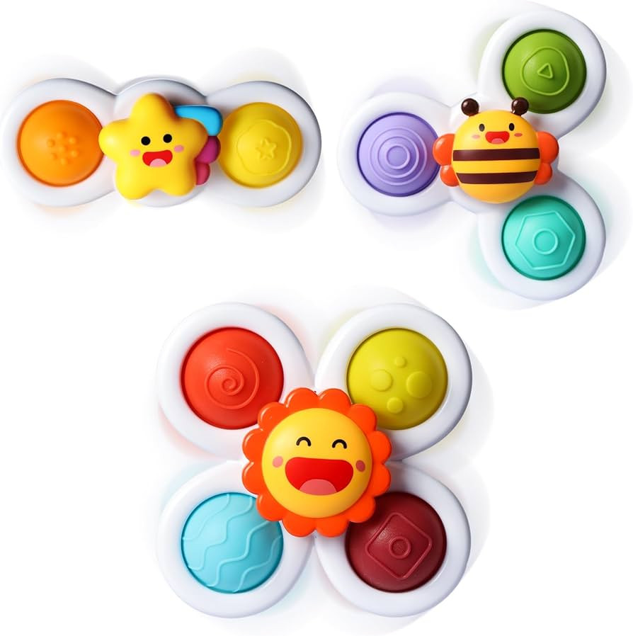 ALASOU 3PCS Pop Suction Cup Spinner Toys for 1 Year Old Boy Girl|Novelty Spinning Tops Bath Toys ... | Amazon (US)