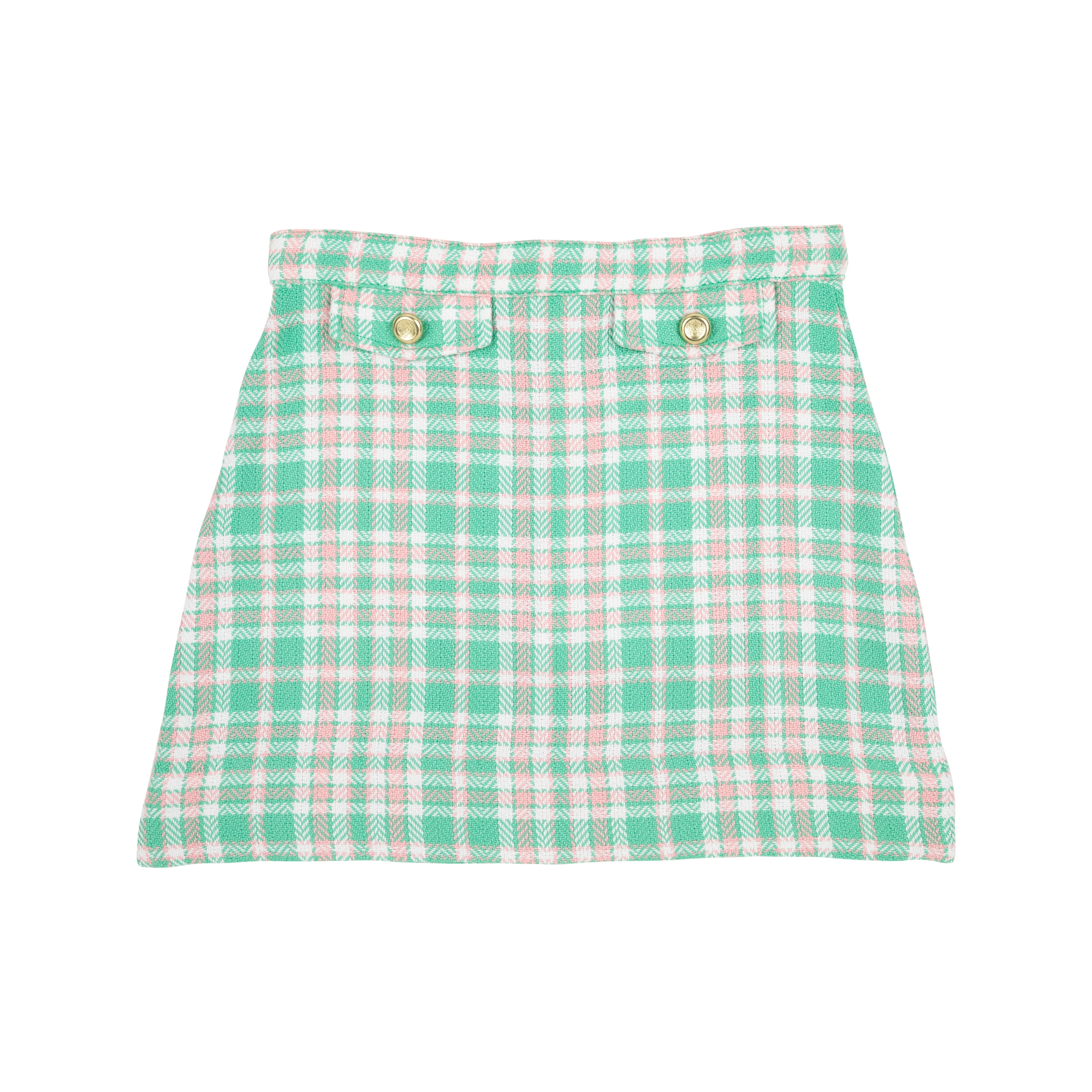 Perrin Pocket Skirt - Putney Plaid with Brass Buttons | The Beaufort Bonnet Company