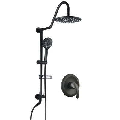 Modern Matte Black Shower Faucets & Systems, Adjustable Brass Rainfall Combo For Home | Wayfair North America