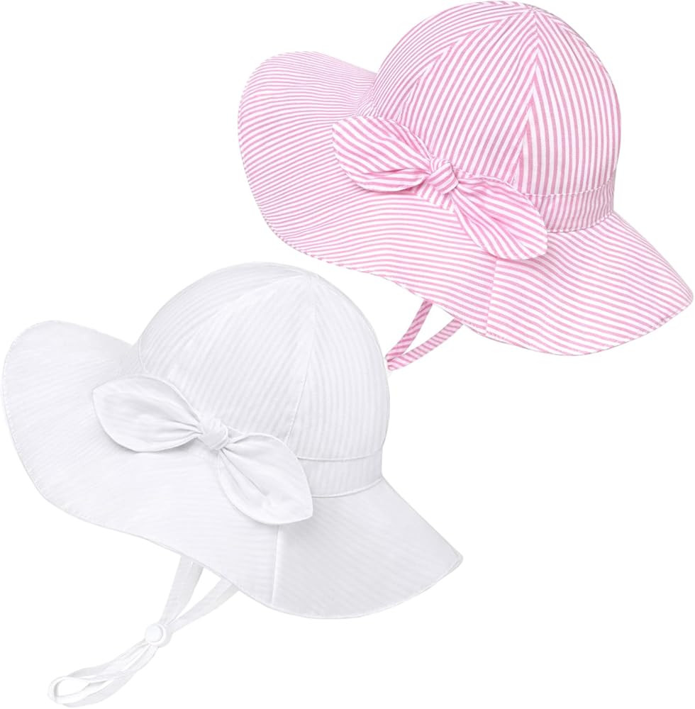 Baby Girl Sun Hat Summer Foldable Beach Hats with UPF50+ Sun Protection Wide Brim Toddler Bucket ... | Amazon (US)