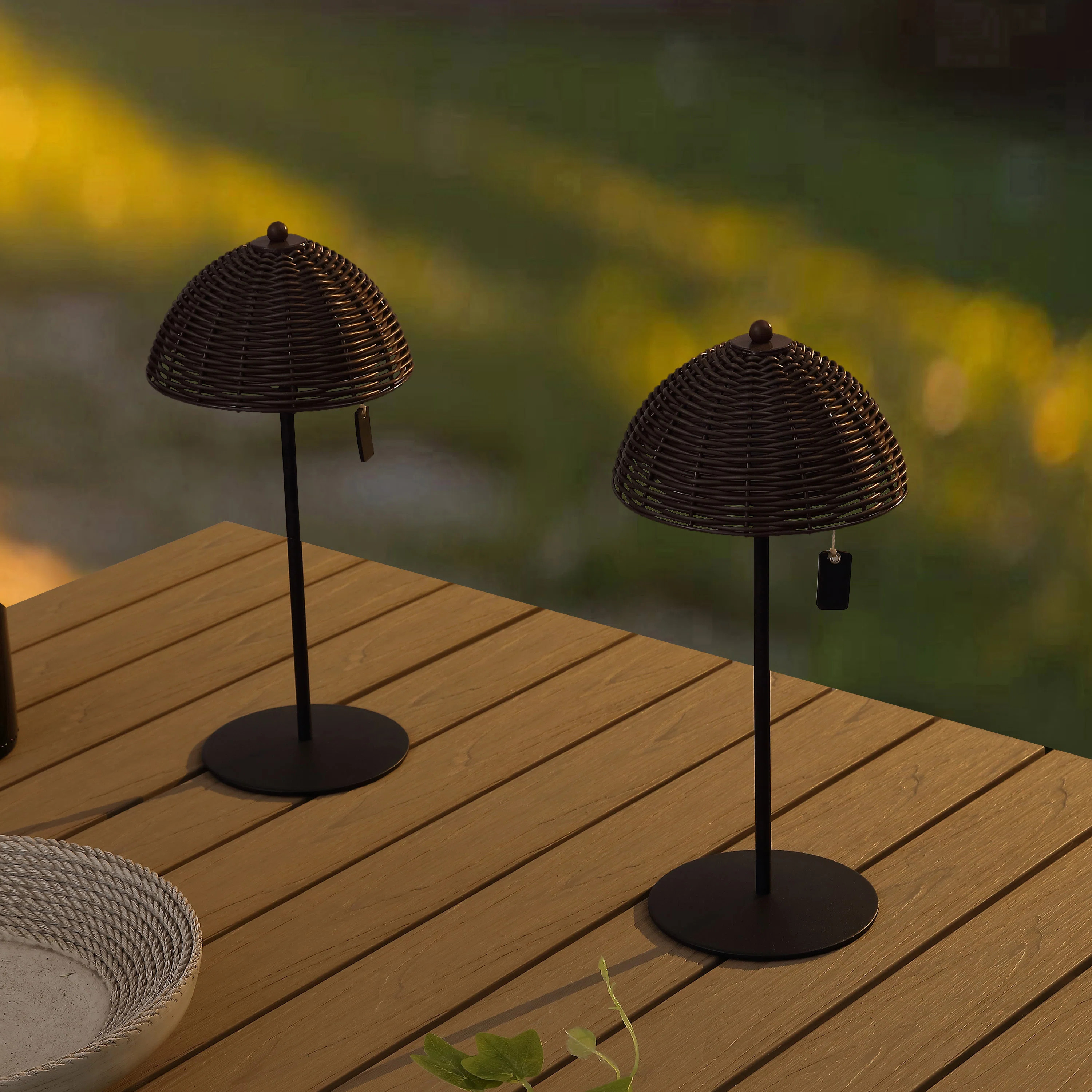 Tilly 12.75" Modern Coastal Indoor/Outdoor Wicker Shade Rechargeable/Cordless Dimmable Integrated... | Wayfair North America
