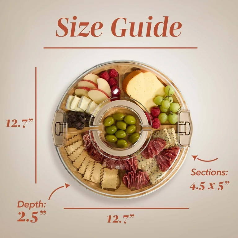 Cook With Color Round Bamboo Cutting Board with Locking Lid, Dual-Function Charcuterie Board & Se... | Walmart (US)