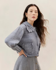Lo Grey Collared Cardigan | Loeffler Randall