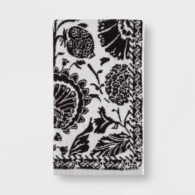 Floral Framed Bath Towel Dark Gray - Threshold™ | Target