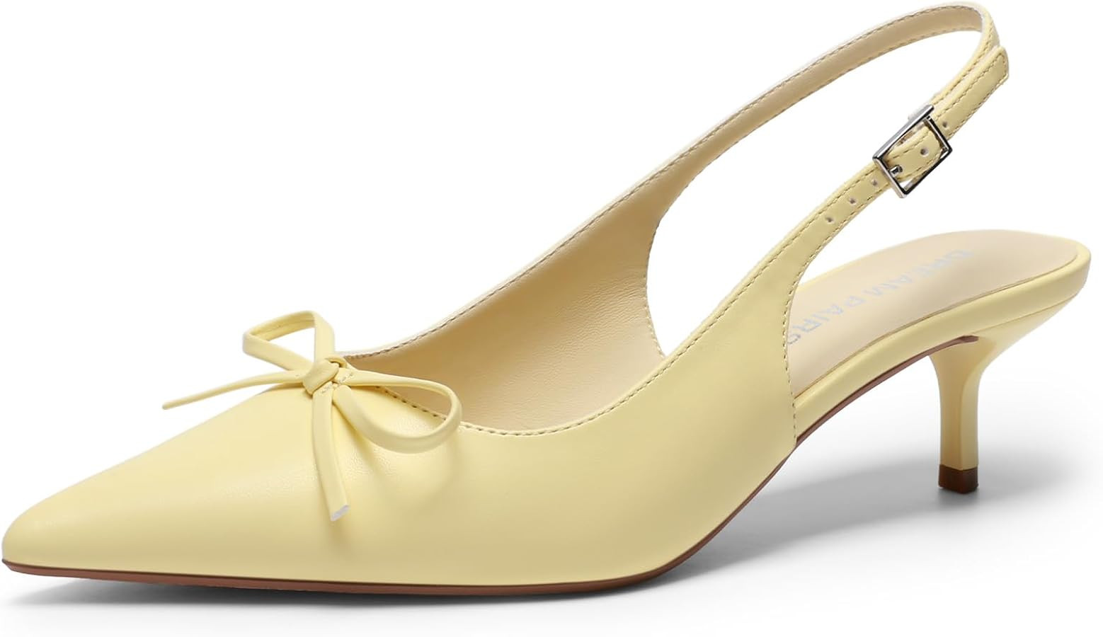 DREAM PAIRS Womens Slingback Kitten Heels, Pointed Toe 2.17 Inch Low Bow Dress Shoes All Day Wear... | Amazon (US)